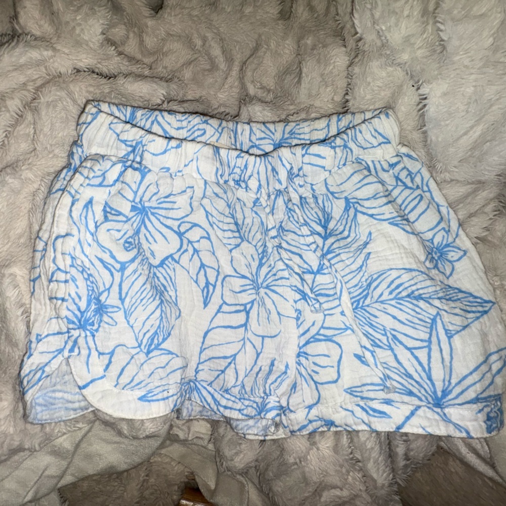 White and blue beach shorts